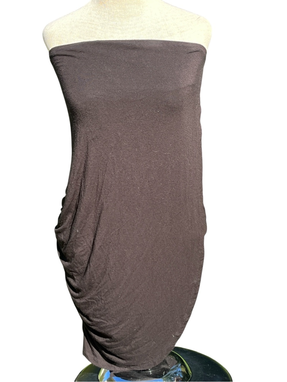 SHEIN Black Strapless Ruched Tube Dress Size medium